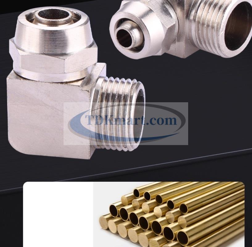 Phụ kiện khí nén co nối ren ngoài và siết ống bằng đồng