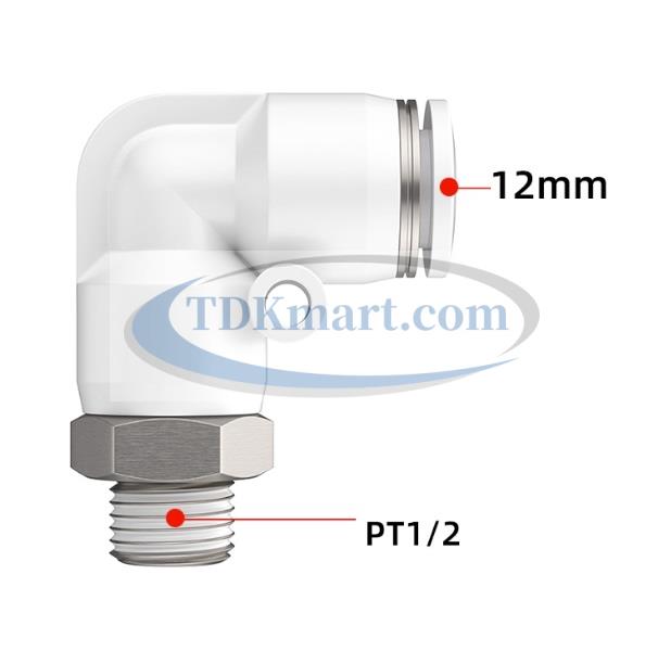 Co nối nhanh khí nén ren ngoài màu trắng có 1 đầu ghim ống và 1 đầu ren ngoài, chất liệu nhựa kỹ thuật cao cấp, lắp đặt nhanh, kín khí tốt, chịu áp lực ổn định, phù hợp cho hệ thống khí nén công nghiệp.