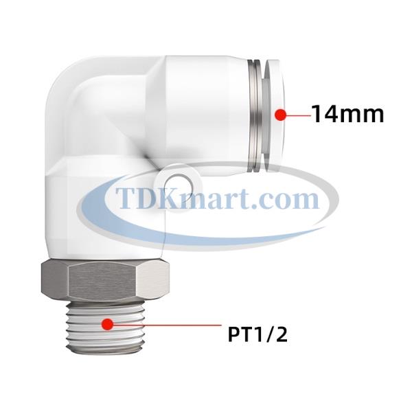 Co nối nhanh khí nén ren ngoài màu trắng có 1 đầu ghim ống và 1 đầu ren ngoài, chất liệu nhựa kỹ thuật cao cấp, lắp đặt nhanh, kín khí tốt, chịu áp lực ổn định, phù hợp cho hệ thống khí nén công nghiệp.