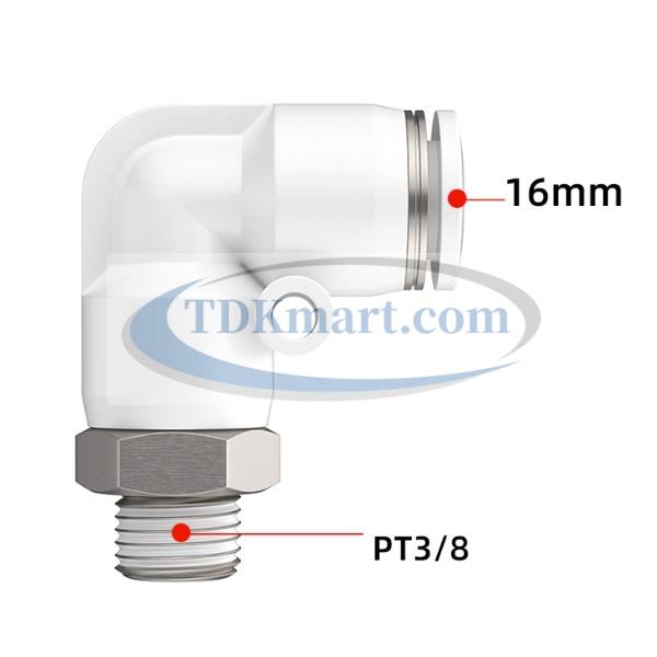 Co nối nhanh khí nén ren ngoài màu trắng có 1 đầu ghim ống và 1 đầu ren ngoài, chất liệu nhựa kỹ thuật cao cấp, lắp đặt nhanh, kín khí tốt, chịu áp lực ổn định, phù hợp cho hệ thống khí nén công nghiệp.