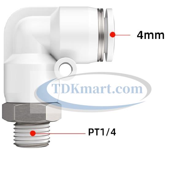 Co nối nhanh khí nén ren ngoài màu trắng có 1 đầu ghim ống và 1 đầu ren ngoài, chất liệu nhựa kỹ thuật cao cấp, lắp đặt nhanh, kín khí tốt, chịu áp lực ổn định, phù hợp cho hệ thống khí nén công nghiệp.