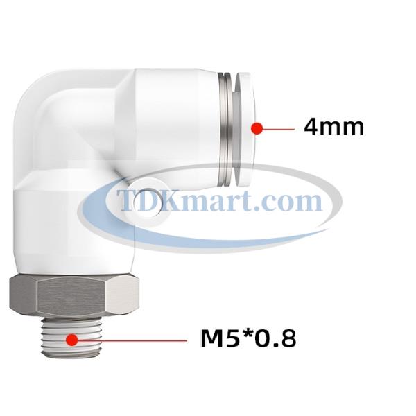 Co nối nhanh khí nén ren ngoài màu trắng có 1 đầu ghim ống và 1 đầu ren ngoài, chất liệu nhựa kỹ thuật cao cấp, lắp đặt nhanh, kín khí tốt, chịu áp lực ổn định, phù hợp cho hệ thống khí nén công nghiệp.