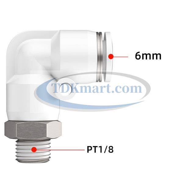 Co nối nhanh khí nén ren ngoài màu trắng có 1 đầu ghim ống và 1 đầu ren ngoài, chất liệu nhựa kỹ thuật cao cấp, lắp đặt nhanh, kín khí tốt, chịu áp lực ổn định, phù hợp cho hệ thống khí nén công nghiệp.