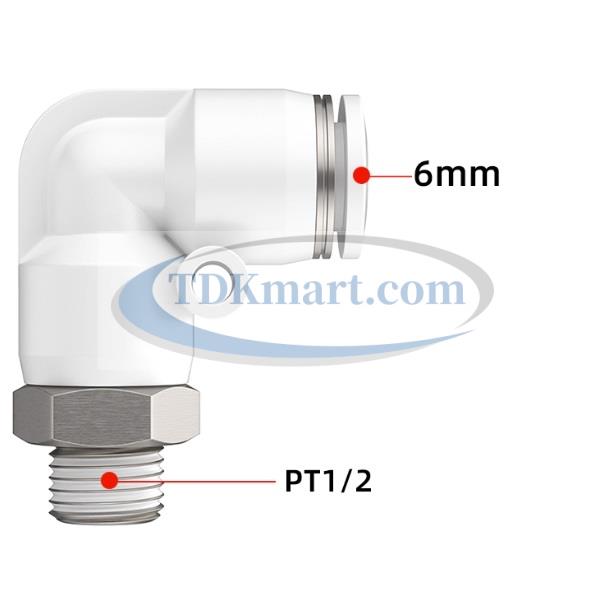 Co nối nhanh khí nén ren ngoài màu trắng có 1 đầu ghim ống và 1 đầu ren ngoài, chất liệu nhựa kỹ thuật cao cấp, lắp đặt nhanh, kín khí tốt, chịu áp lực ổn định, phù hợp cho hệ thống khí nén công nghiệp.
