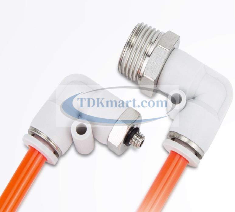 Co nối nhanh khí nén ren ngoài màu trắng có 1 đầu ghim ống và 1 đầu ren ngoài, chất liệu nhựa kỹ thuật cao cấp, lắp đặt nhanh, kín khí tốt, chịu áp lực ổn định, phù hợp cho hệ thống khí nén công nghiệp.