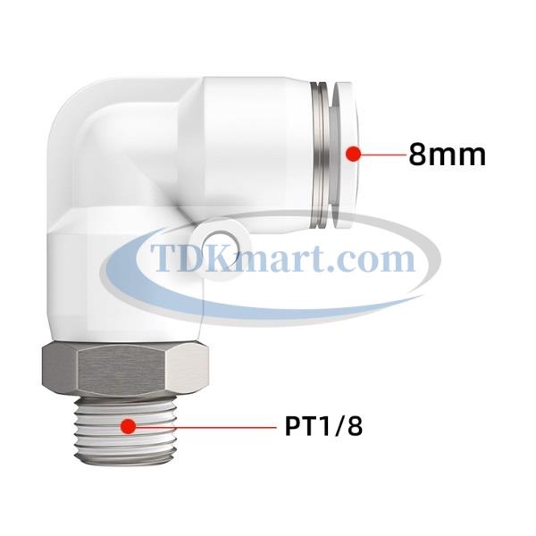 Co nối nhanh khí nén ren ngoài màu trắng có 1 đầu ghim ống và 1 đầu ren ngoài, chất liệu nhựa kỹ thuật cao cấp, lắp đặt nhanh, kín khí tốt, chịu áp lực ổn định, phù hợp cho hệ thống khí nén công nghiệp.