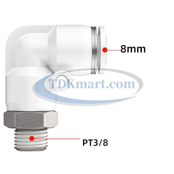 Co nối nhanh khí nén ren ngoài màu trắng có 1 đầu ghim ống và 1 đầu ren ngoài, chất liệu nhựa kỹ thuật cao cấp, lắp đặt nhanh, kín khí tốt, chịu áp lực ổn định, phù hợp cho hệ thống khí nén công nghiệp.