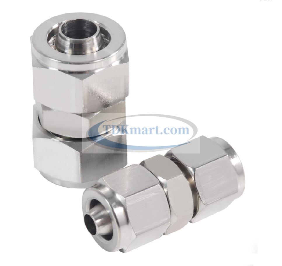 Đầu nối ống hơi thẳng vật liệu đồng có 2 đầu siết ống