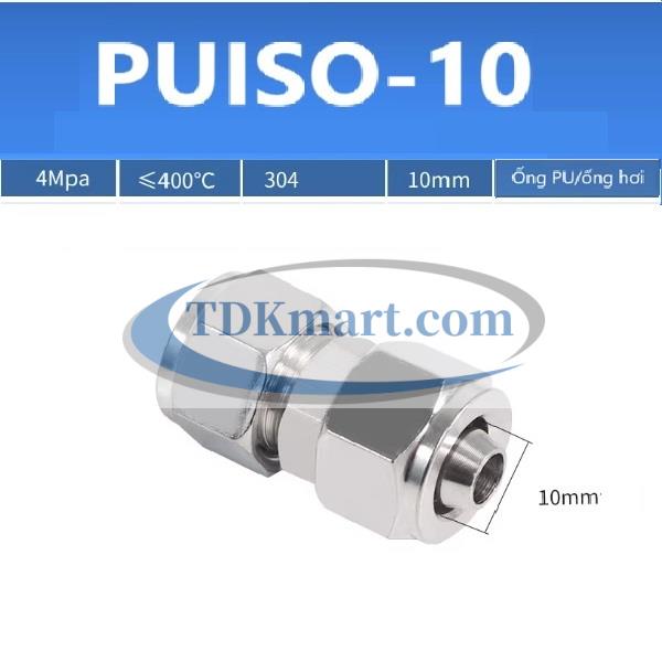 Đầu nối Inox 304 có  2 đầu siết ống 10