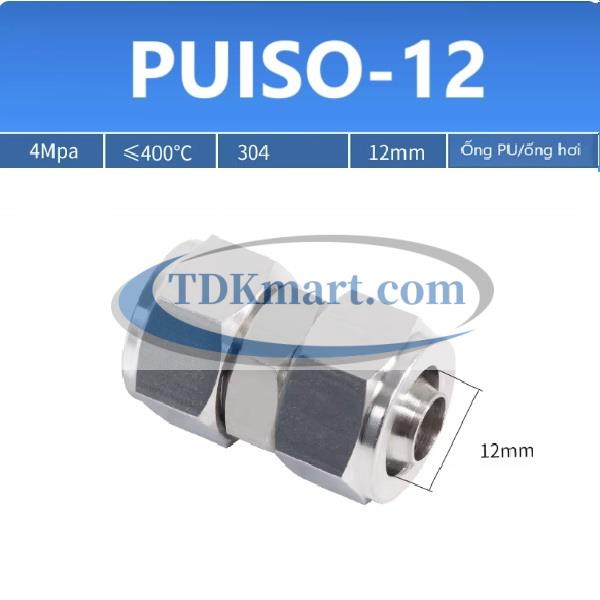 Đầu nối Inox 304 có  2 đầu siết ống 12