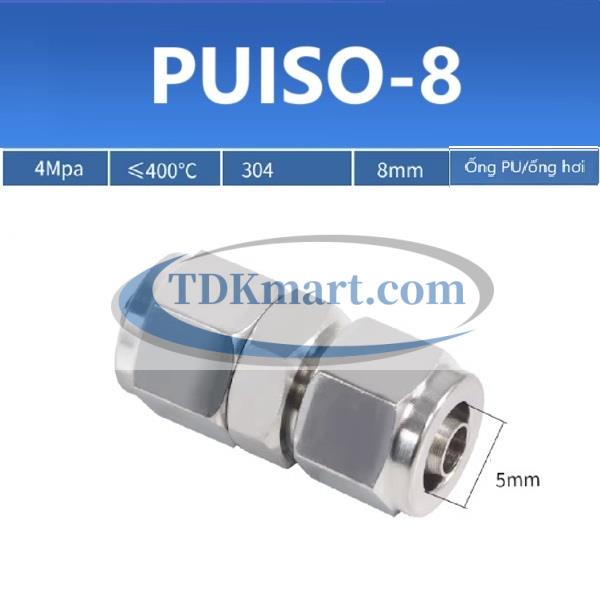 Đầu nối Inox 304 có  2 đầu siết ống 8