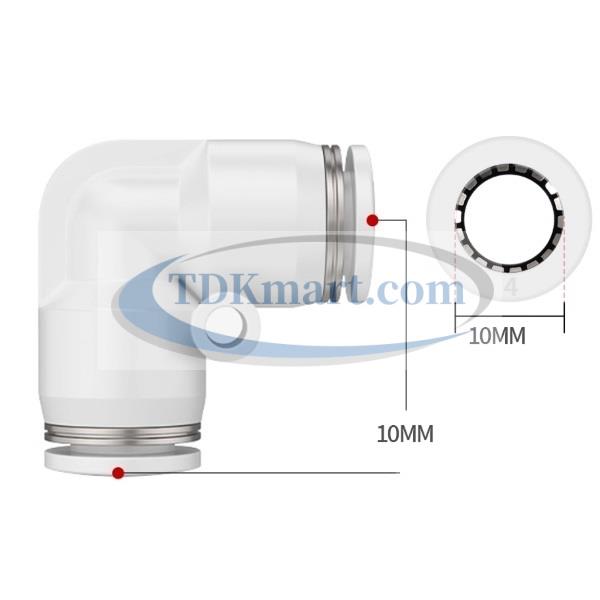 Co nối nhanh khí nén màu trắng có 2 đầu ghim ống 10