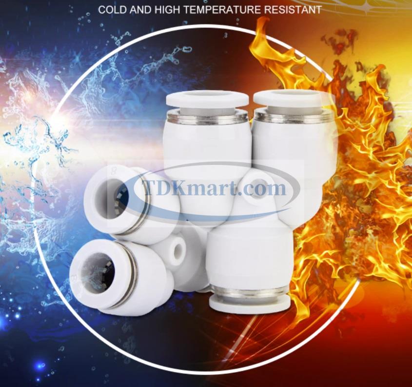 Đầu nối nhanh khí nén chữ Y màu trắng có 3 đầu ghim ống