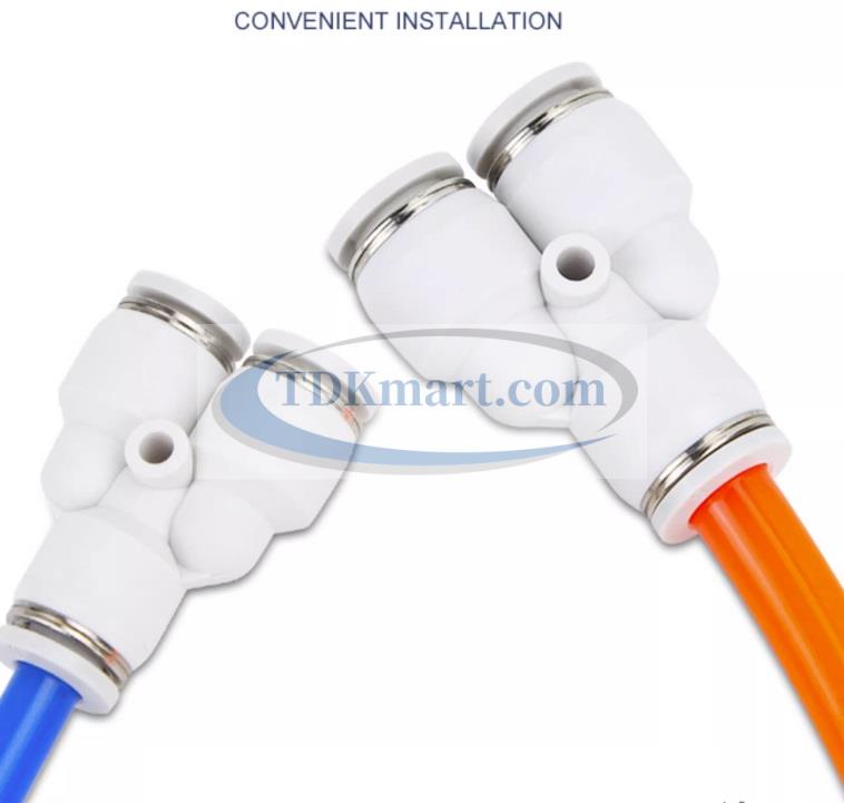 Đầu nối nhanh khí nén chữ Y màu trắng có 3 đầu ghim ống