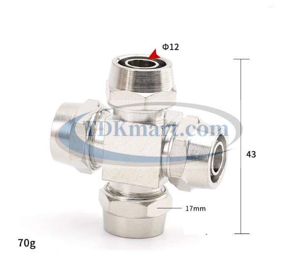 Đầu nối ngã tư có 4 đầu siết ống