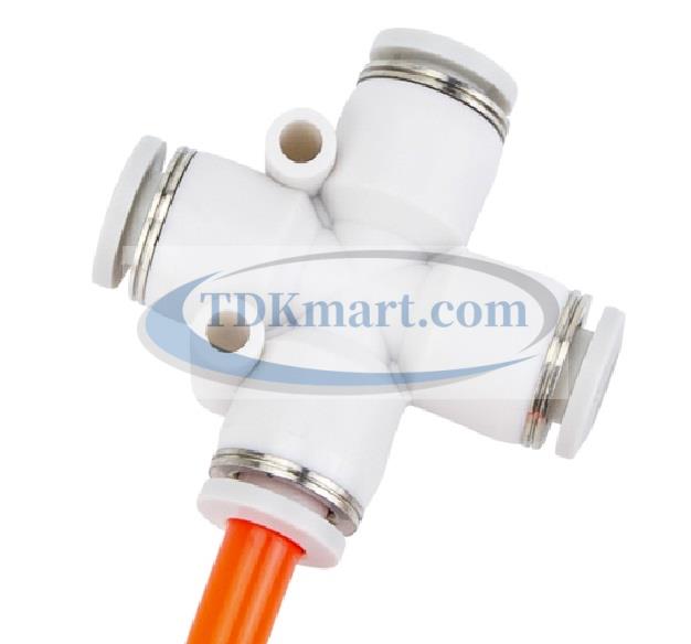 Đầu nối nhanh khí nén chia 4 ngã màu trắng có 4 đầu ghim ống