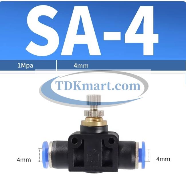 Van tiết lưu khí nén 2 đầu nối nhanh ống khí 4mm