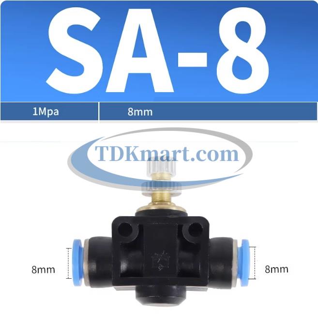Van tiết lưu khí nén 2 đầu nối nhanh ống khí 8mm
