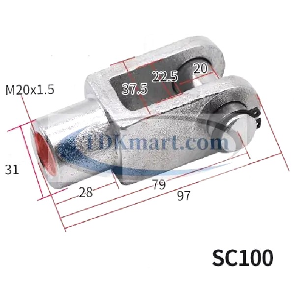 Đầu nối với ty xi lanh khí nén kiểu chữ Y