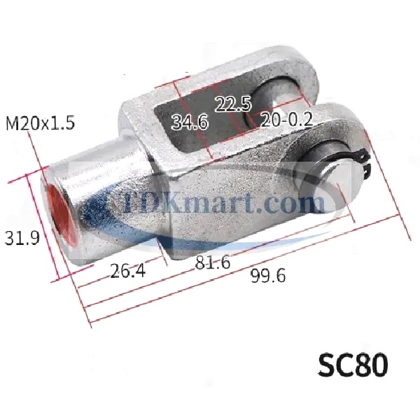 Đầu nối với ty xi lanh khí nén kiểu chữ Y