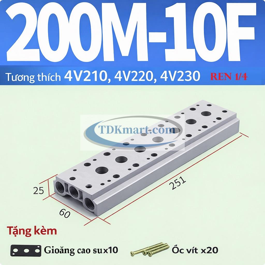 Đế van điện từ khí nén 200M-10F