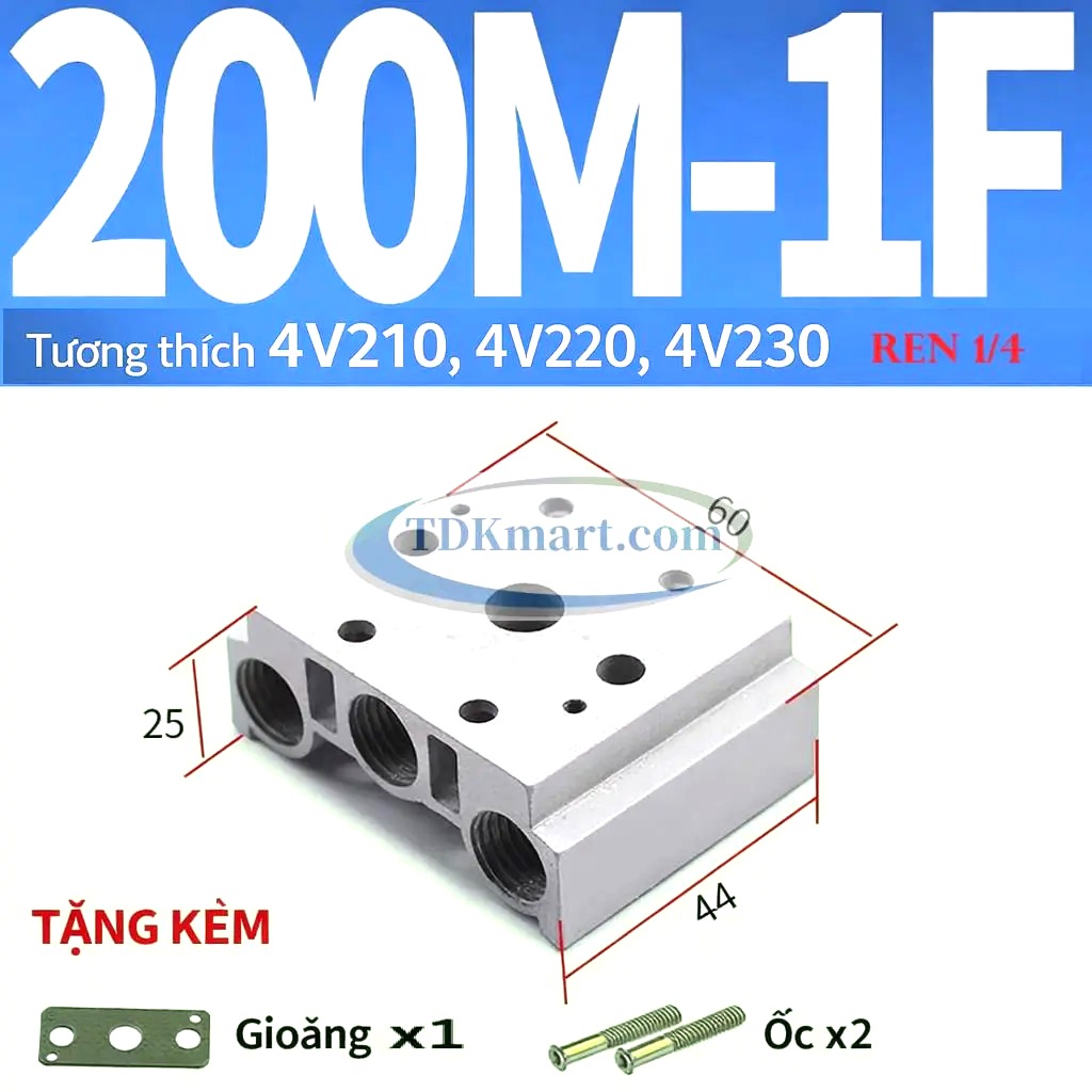 Đế van điện từ khí nén 200M-1F
