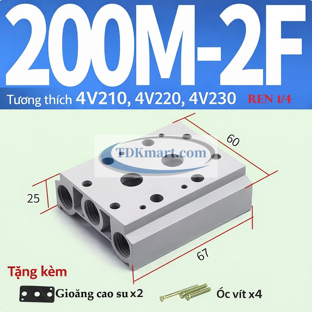 Đế van điện từ khí nén 200M-2F