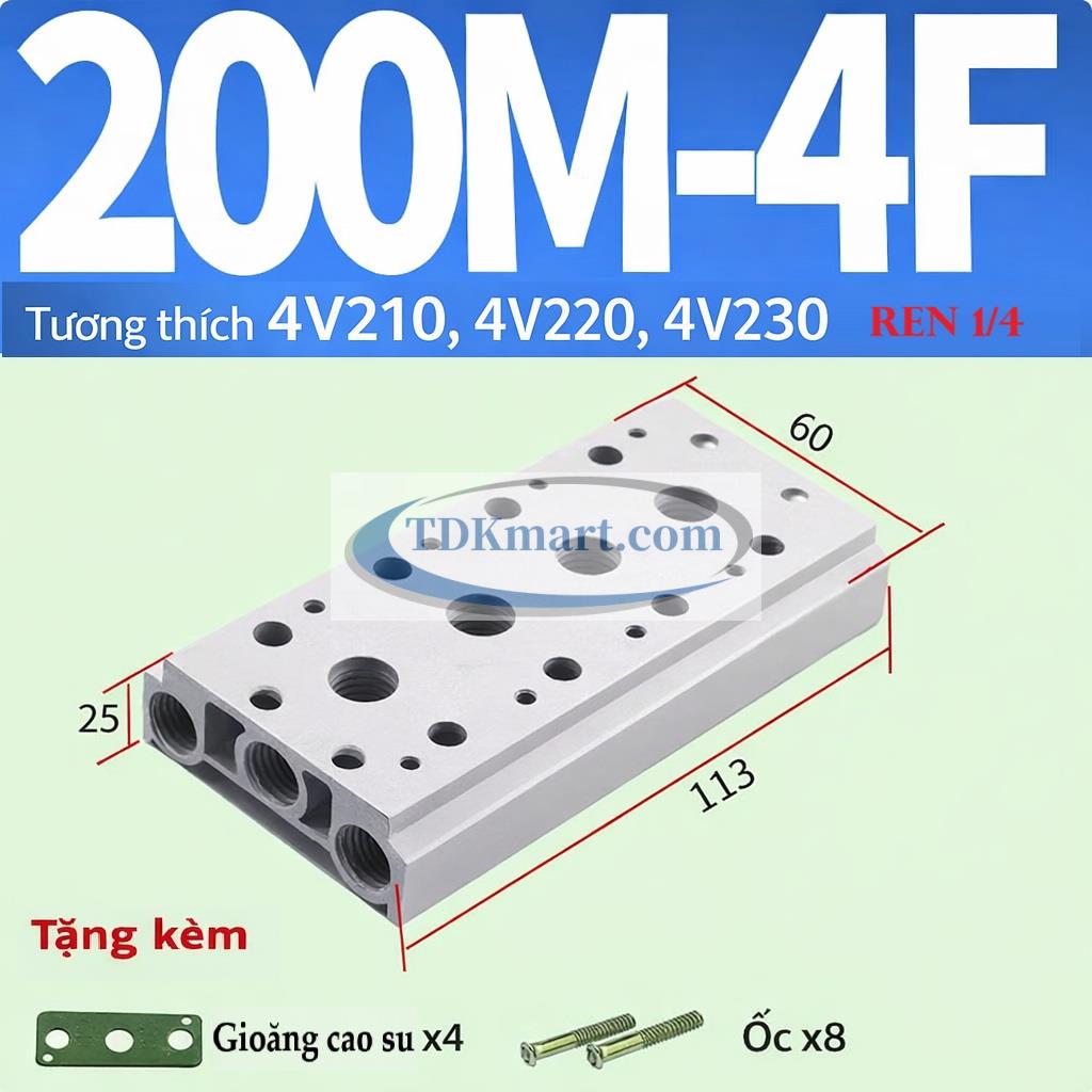 Đế van điện từ khí nén 200M-4F