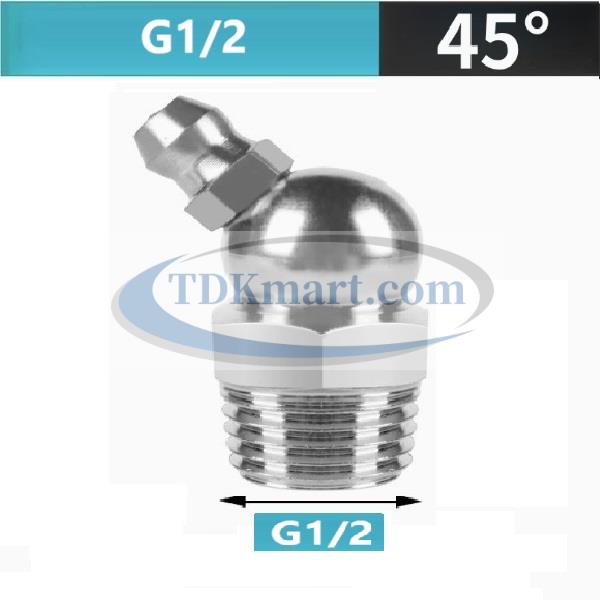 Vú mỡ Inox G1/2-14 45 độ