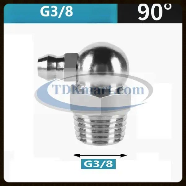 Vú bơm mỡ nghiêng 90 thép mạ ren G3/8-19