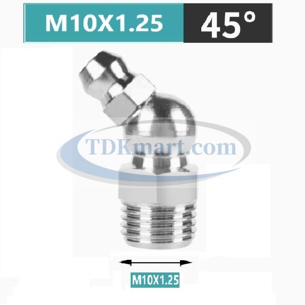 Vú mỡ Inox 304 M10x1.25 45 độ