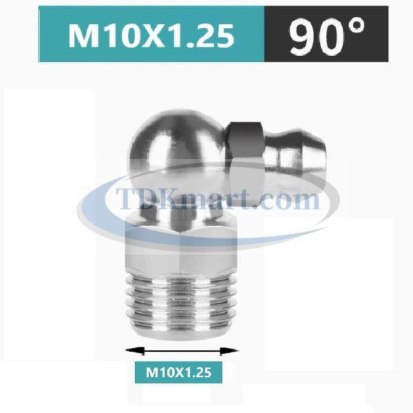 Vú mỡ Inox 304 M10x1.25 90 độ
