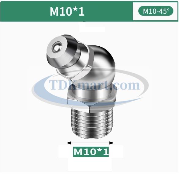 Vú mỡ nghiêng 45 độ thép mạ M10x1
