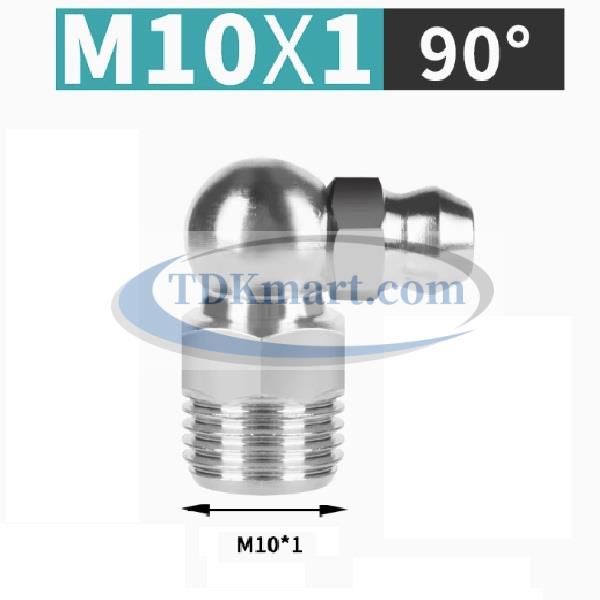 Vú mỡ Inox 304 M10x1 90 độ