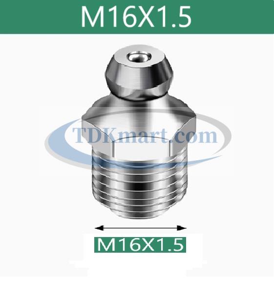 Vú mỡ thẳng vật liệu thép mạ M16x1.5