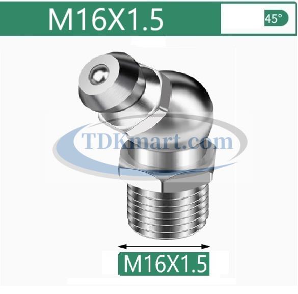 Vú mỡ nghiêng 45 độ vật liệu thép mạ M16x1.5