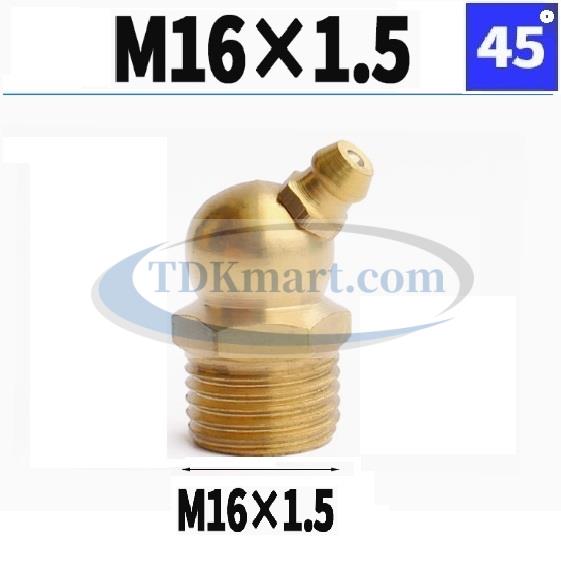 Vú mỡ nghiêng 45 độ vật liệu đồng M16x1.5