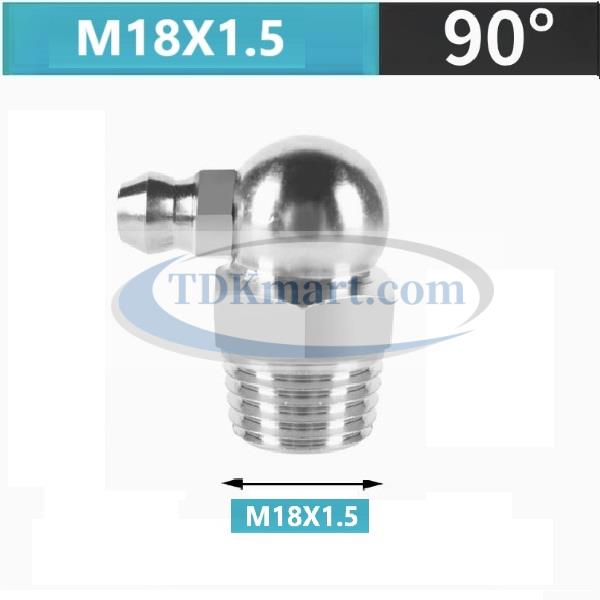 Vú mỡ Inox 304 M18x1.5 90 độ