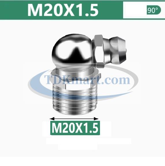 Vú mỡ nghiêng 90 độ vật liệu thép mạ M20x1.5