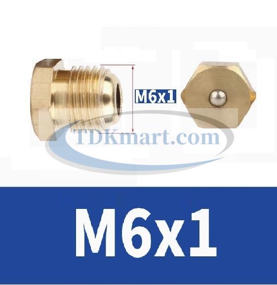 Vú mỡ đồng đầu phẳng M6x1