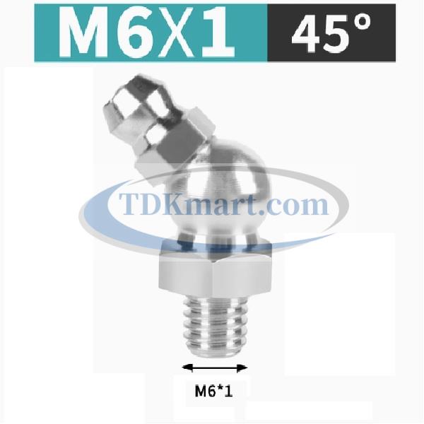 Vú mỡ Inox 304 M6x1 45 độ