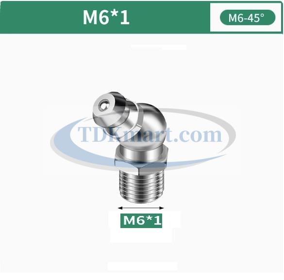 Vú mỡ nghiêng 45 độ thép mạ M6x1