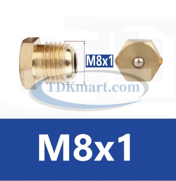 Vú mỡ đồng đầu phẳng M8x1