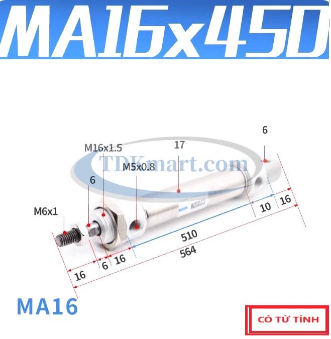Xi lanh khí nén MA16X450-S-CA