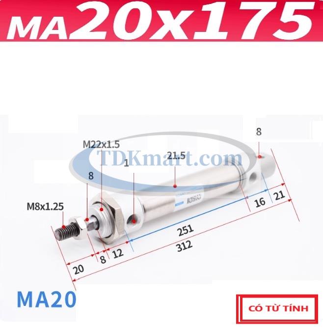 Xi lanh khí nén MA20X175-S-CA