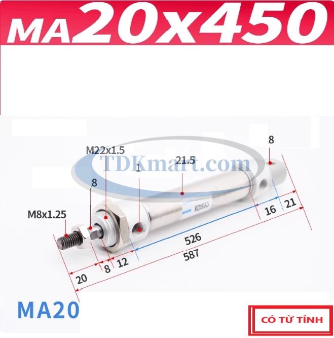 Xi lanh khí nén MA20X450-S-CA