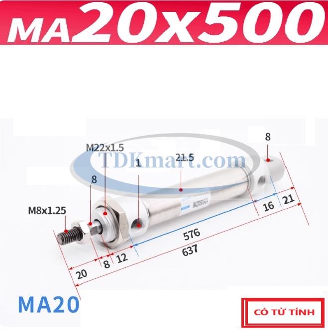 Xi lanh khí nén MA20X500-S-CA
