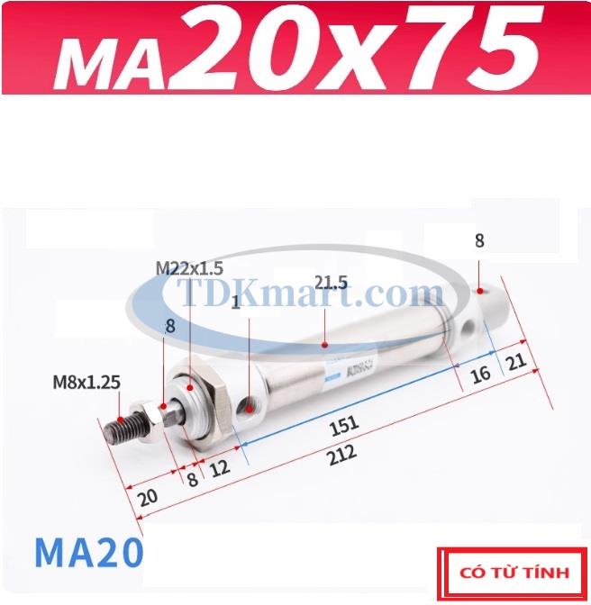 Xi lanh khí nén MA20X75-S-CA