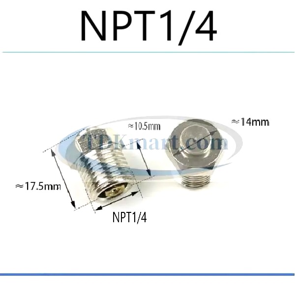 Van ốc xả mỡ  ren NPT1/4 -18 đồng