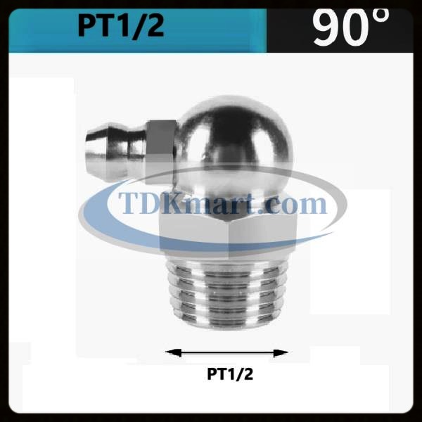 Vú mỡ thép mạ PT1/2-14 90 độ